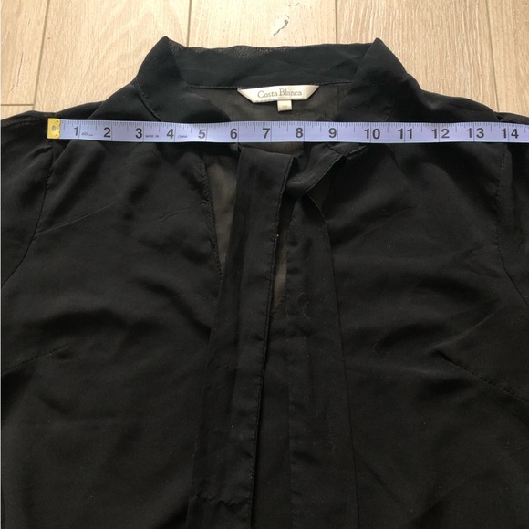 Costa Blanca Tie Neck Sheer Chiffon Blouse in Black - Picture 2 of 10